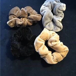 Velvet Scrunchie Set - Black, Brown, Gray, Tan NEW!